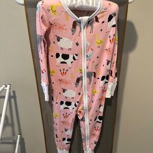 Little Sleepies Pink Farm Zippie 12-18M
